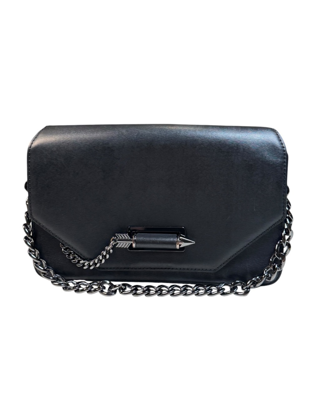 MACKAGE Cortney Arrow Lock Black Smooth Leather Shoulder Crossbody Bag Medium